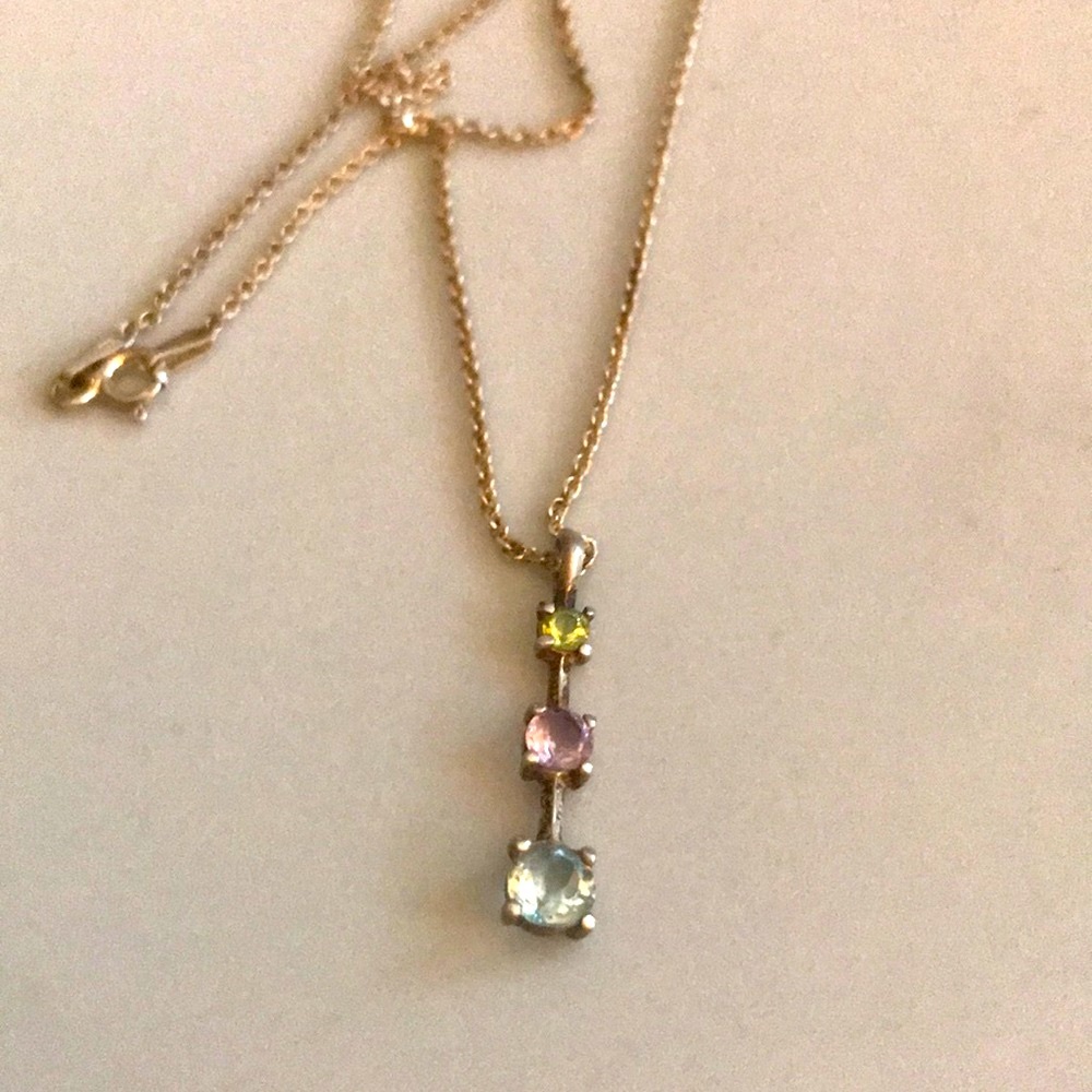 Vintage 925 Italy crystal necklace pastels EUC